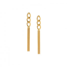 boucles d'oreilles poussoir 3 chaines dorées à l'or fin "Rimini" - Ori Tao