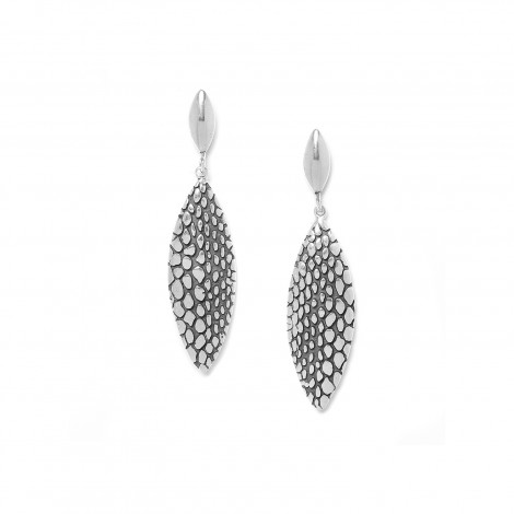silvered long post earrings "Viper"