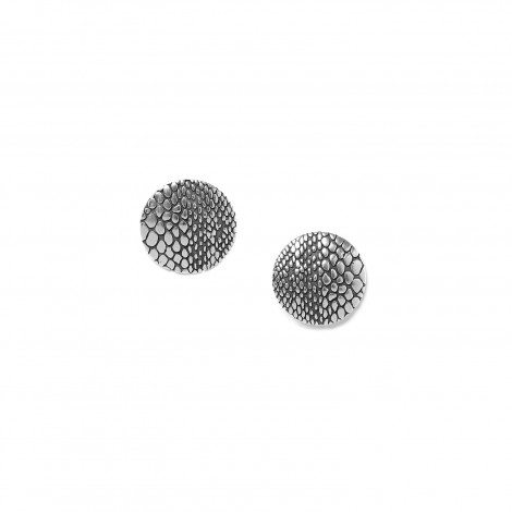 round post earrings silvered "Viper"