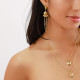 XL golden post earrings with chain "Castella" - Ori Tao