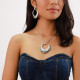 collier court argenté pendentif nacre noire "Manta" - Ori Tao