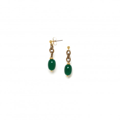 post earrings with oval green agate "Agata verde"
