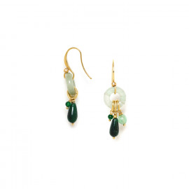 boucles d'oreilles crochet anneau & pampilles "Agata verde" - Nature Bijoux