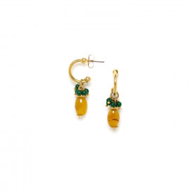 small creoles earrings with dangles "Agata verde" - 