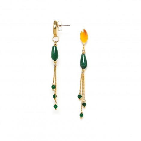 3 chains post earrings "Agata verde"