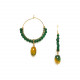 woven creoles earrings "Agata verde" - Nature Bijoux