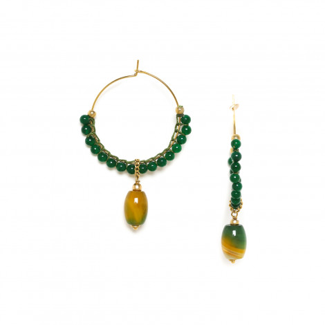 woven creoles earrings "Agata verde"
