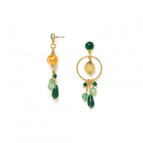 post earrings with 5 dangles "Agata verde"
