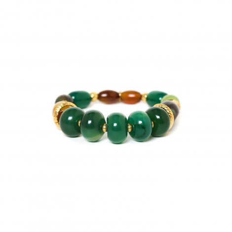 bracelet extensible grosses perles pierres "Agata verde"