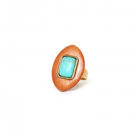 adjustable ring turquoise & orange "Boreal" - 