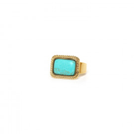 bague ajustable rectangulaire turquoise "Boreal" - 