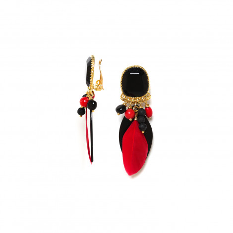 clip earrings black & red "Darwin"