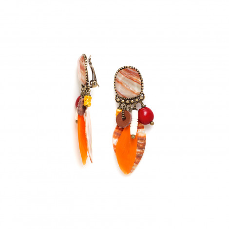 orange clip earrings "Darwin"