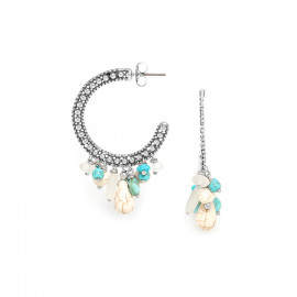 blue & white creoles earrings "Darwin" - 