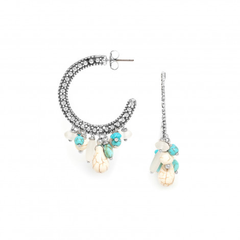 blue & white creoles earrings "Darwin"
