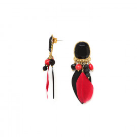 post earrings red & black dangles "Darwin" - 