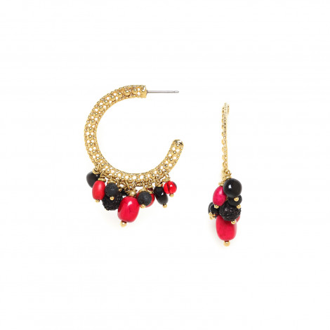 red & black creoles earrings "Darwin"