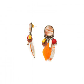 orange post earrings with dangles "Darwin" - 