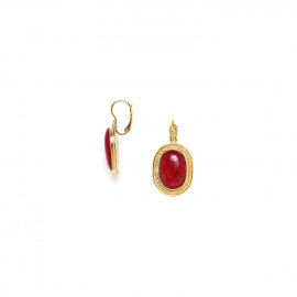 boucles d'oreilles dormeuses ovales rouges "Kinsley" - Nature Bijoux