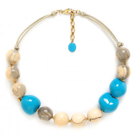 short necklace (blue) "Lumbang" - Nature Bijoux