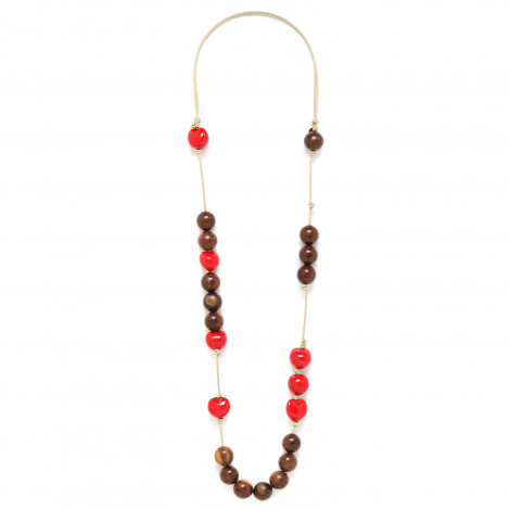 adjustble long necklace (red) "Lumbang"