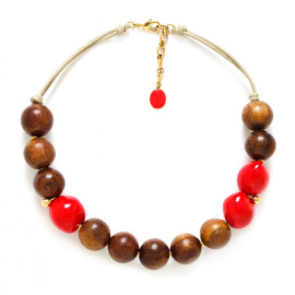 short necklace (red) "Lumbang" - Nature Bijoux
