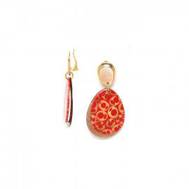 XL red clip earrings "Piccadilly" - Nature Bijoux