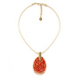 collier court pendentif rouge "Piccadilly" - Nature Bijoux