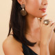 brown clip earrings "Cosmos" - 
