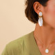 white clip earrings "Darwin" - 