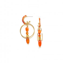 creole earrings with dangles "Agate" - 