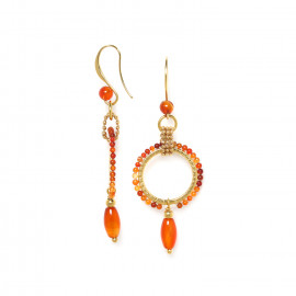 stitched ring earrings "Agate" - 