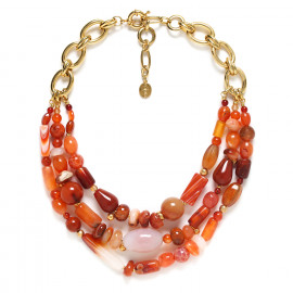 3 row & chain necklace "Agate" - 