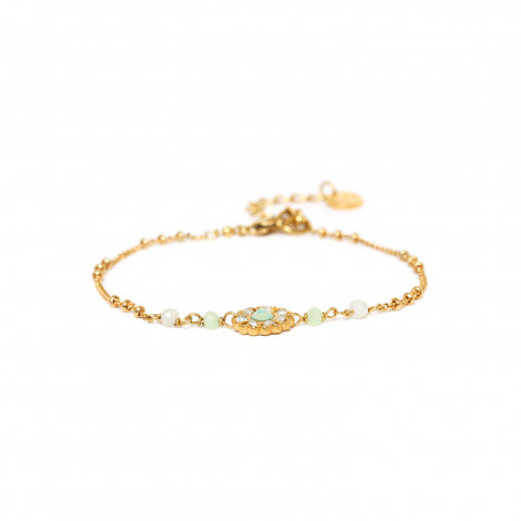 bracelet ajustable médaillon petite fleur menthol "Cassiopee"
