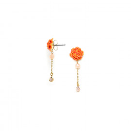 orange carnation flower post earrings "Clea" - Franck Herval