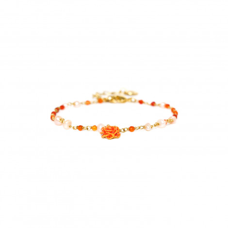 bracelet ajustable mini perles & pampille oeillet d'Inde "Clea"