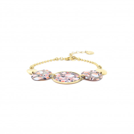 bracelet ajustable 3 disques nacre émaillés "Leona"