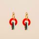Earrings with 3 small orange and green rings - L'Indochineur