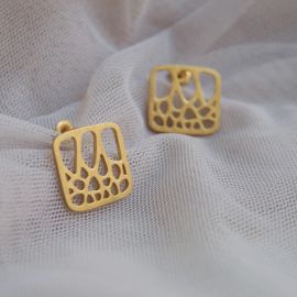 Square golden post earrings Gaudi - Joidart