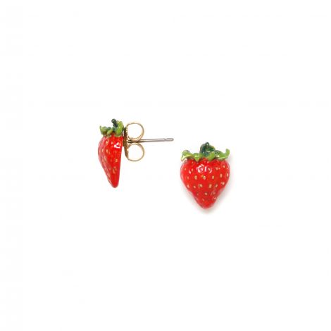 SWEET strawberry stud earring "Les inseparables"
