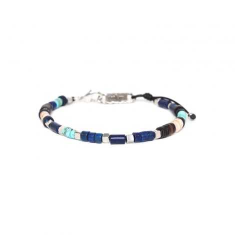 bracelet homme ajustable bleu & turquoise "Sauvage"