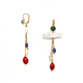 french hook earrings with transversal pearl "Intuition" - Nature Bijoux