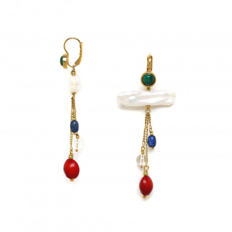 french hook earrings with transversal pearl "Intuition"