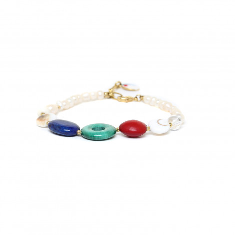 bracelet ajustable anneau malachite "Intuition"