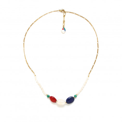 blue white red short necklace "Intuition"