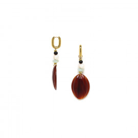 creole earrings with golden horn pendant "Okinawa" - Nature Bijoux
