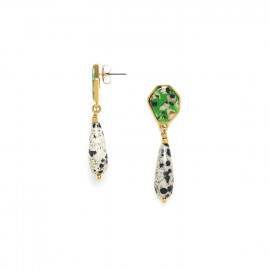 post earrings green terrazzo & jasper drop "Palazzo" - Nature Bijoux