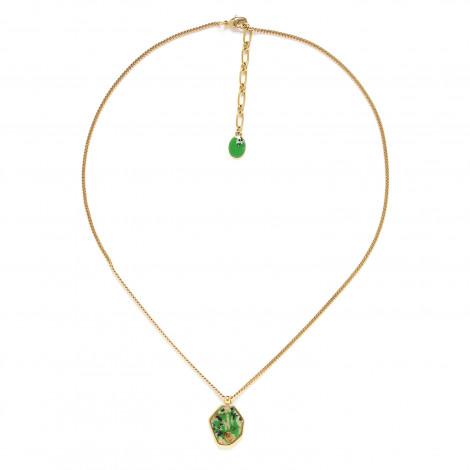 short necklace small green pendant "Palazzo"