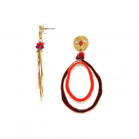 round ring post earrings (red) "Allegra"
