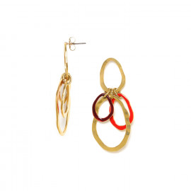 oval ring dangles post earrings (red) "Allegra" - Franck Herval
